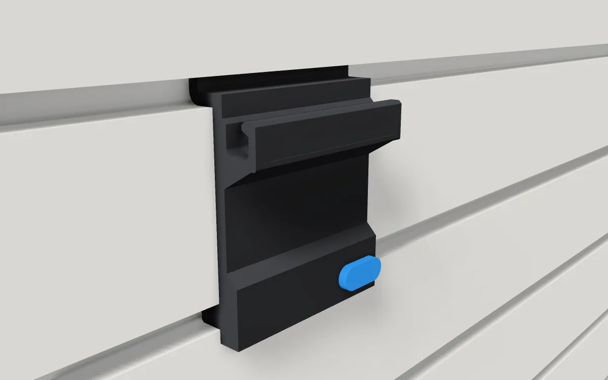 Cable channel · USB and phone cables on a slatwall, 3D render