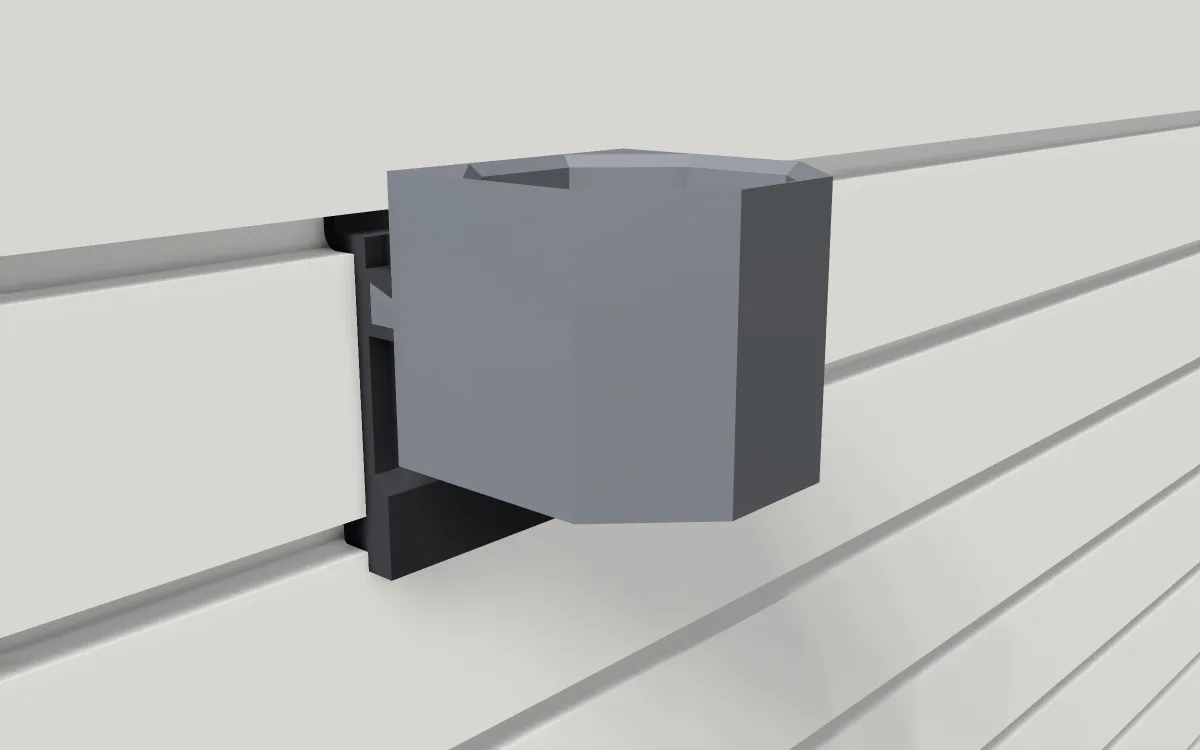 Caulk tube rack · 1 large 28 oz tube, 70 mm on a slatwall, 3D render