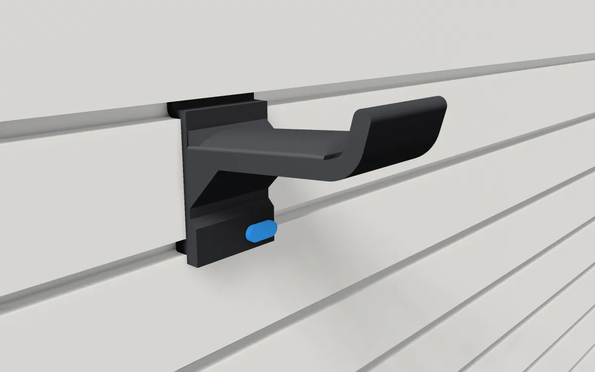Headphone saddle · Gaming headset on a slatwall, 3D render