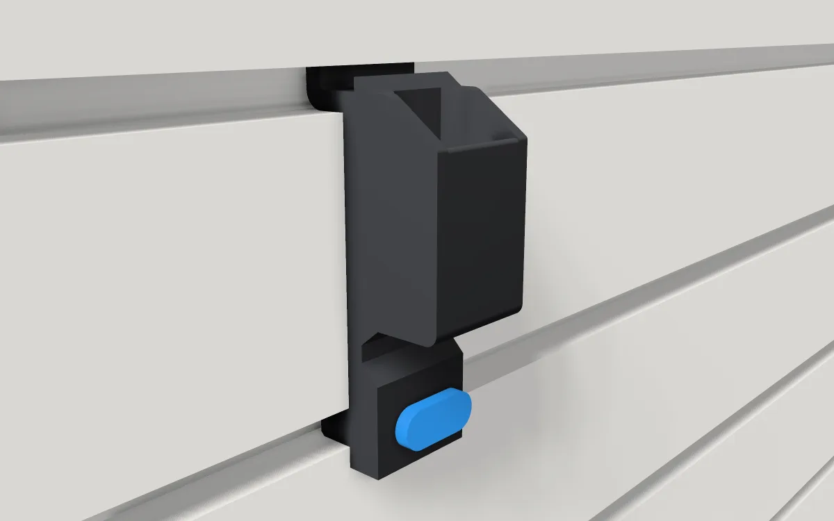 Caliper pocket · Digital caliper 150 mm on a slatwall, 3D render