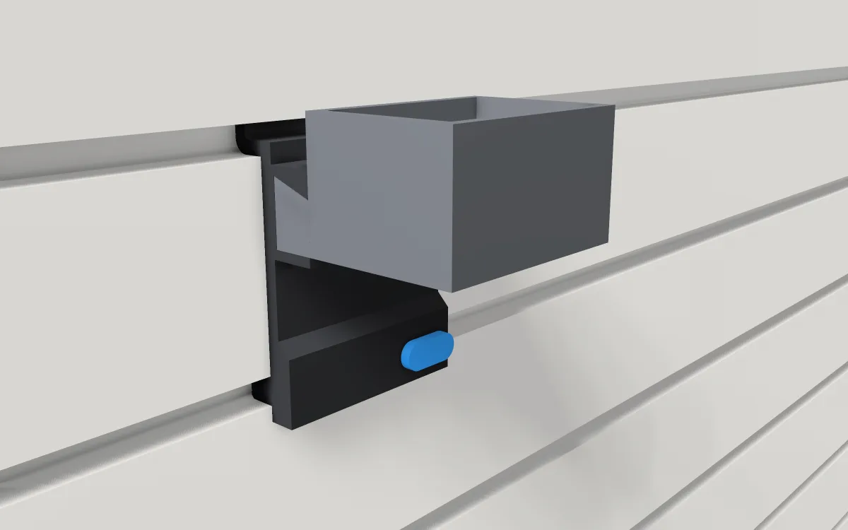 Made-to-measure cup on a slatwall, 3D render