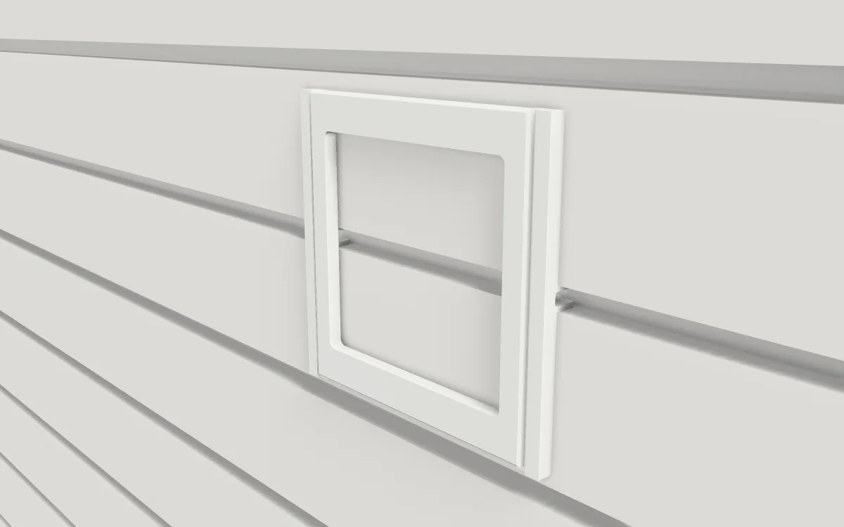 Outlet trim frame · Double gang on a slatwall, 3D render