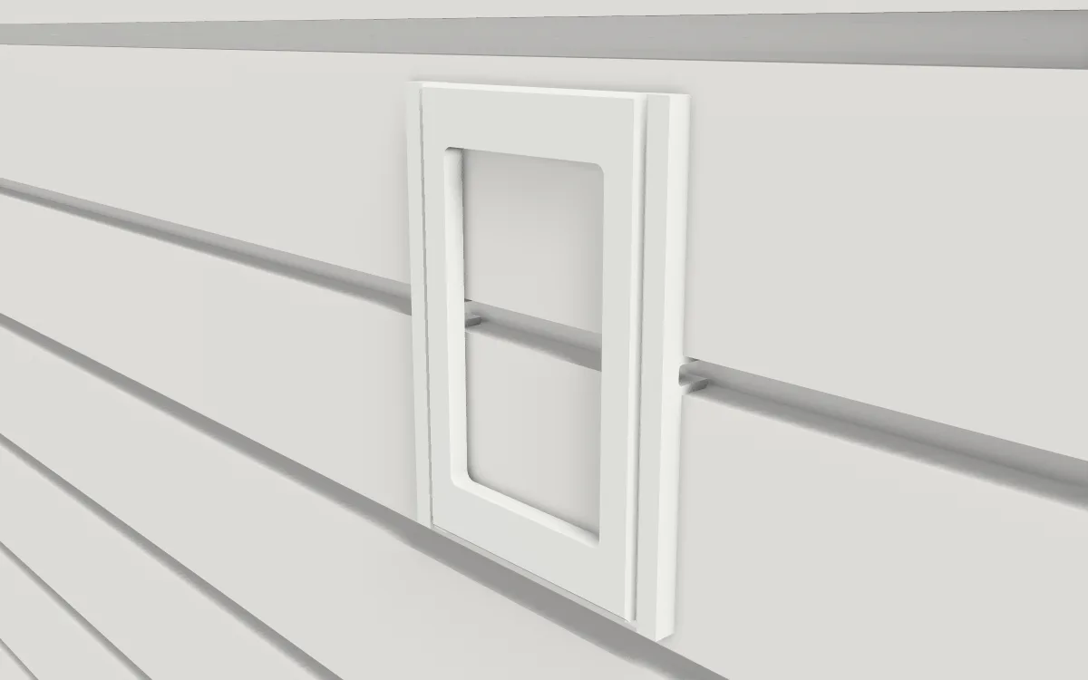 Outlet trim frame · Single gang on a slatwall, 3D render