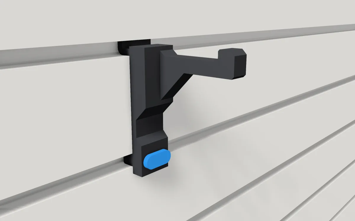 Safety-glasses rack · One pair on a slatwall, 3D render