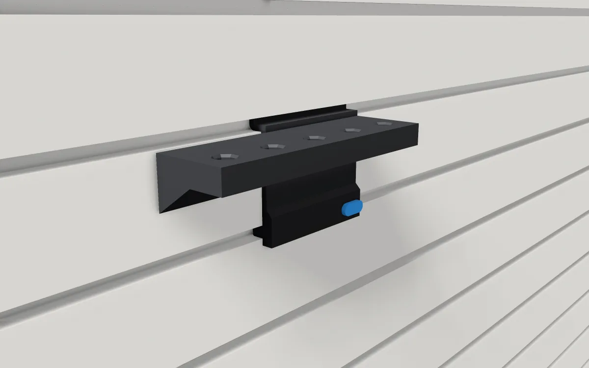 Screwdriver rack · Big drivers (5) on a slatwall, 3D render