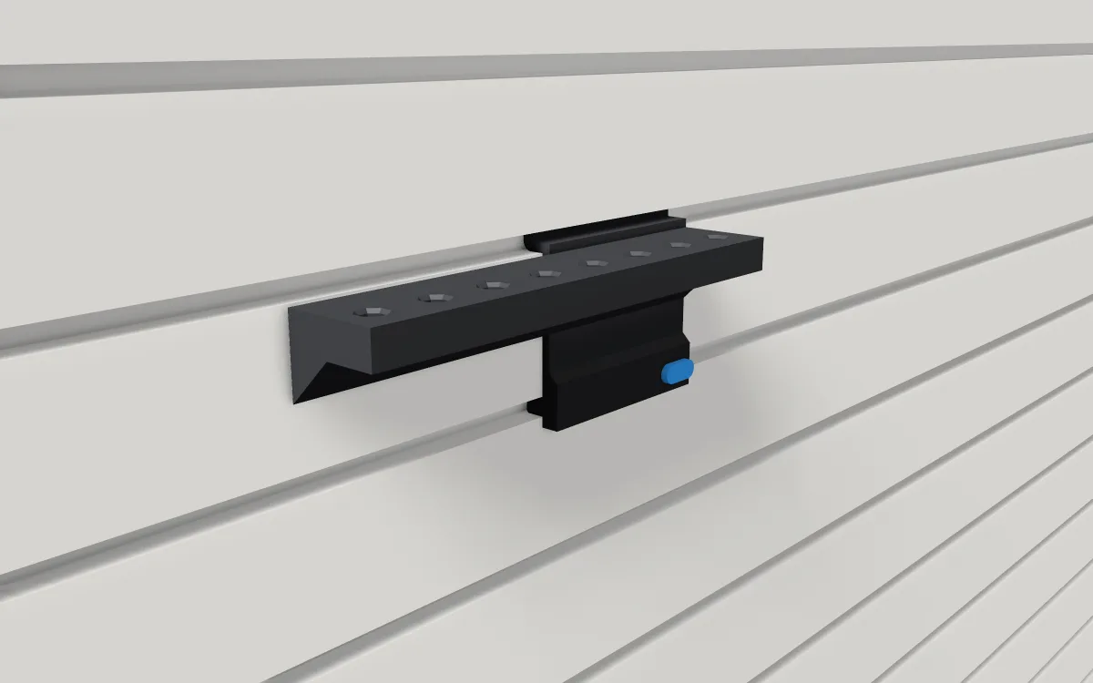 Screwdriver rack · Large set (8) on a slatwall, 3D render