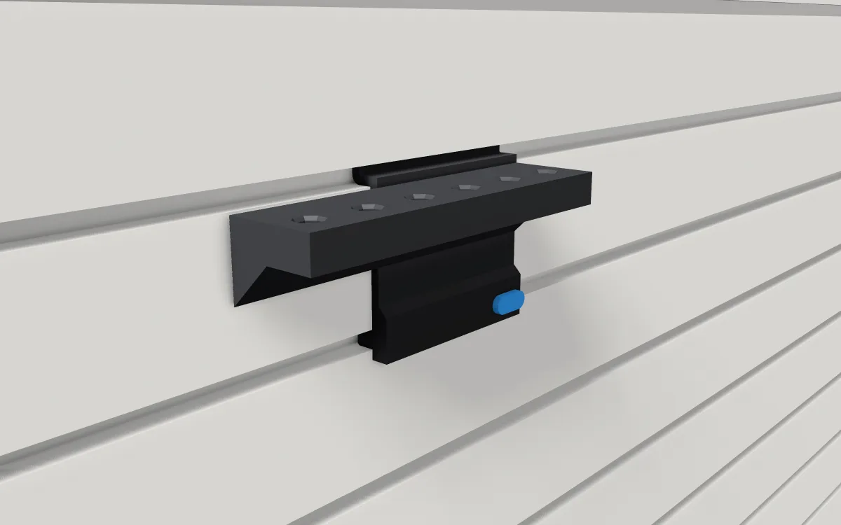 Screwdriver rack · Standard set (6) on a slatwall, 3D render