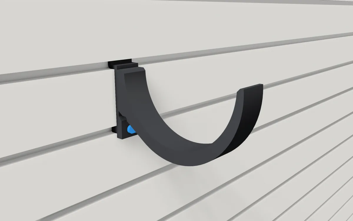 Trash-bag roll holder · Contractor bags (42 gal) on a slatwall, 3D render