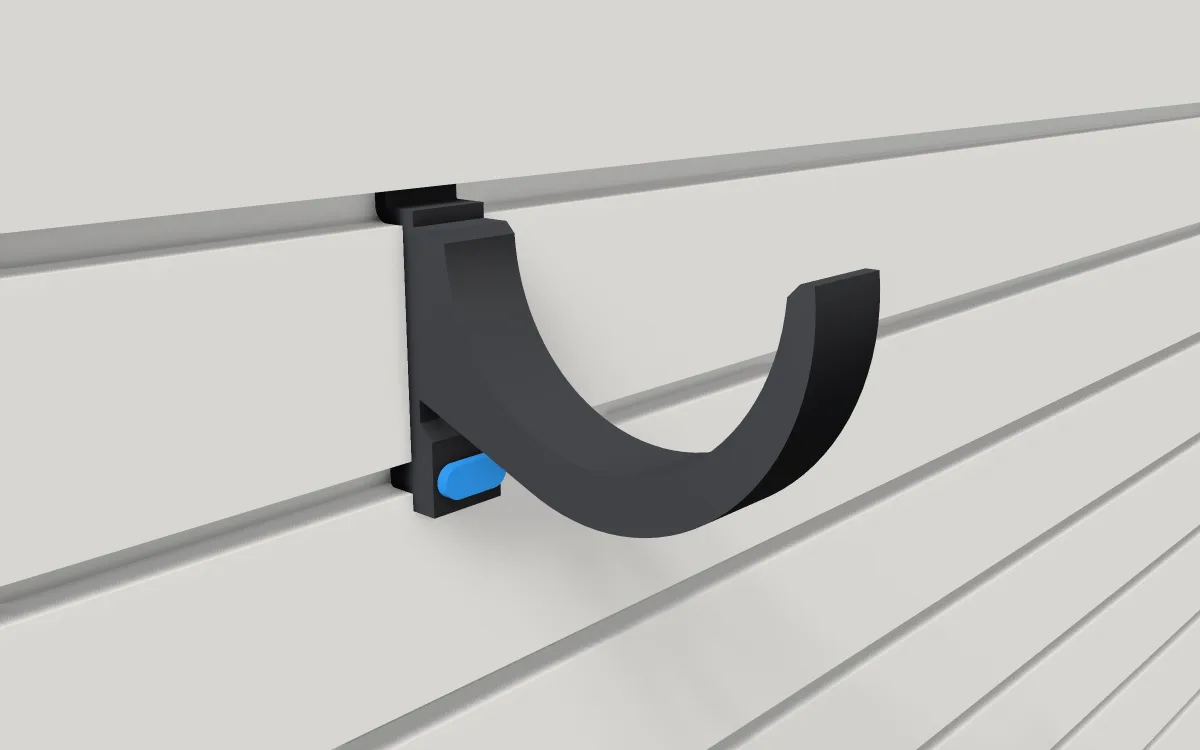 Trash-bag roll holder · Kitchen bags (13 gal) on a slatwall, 3D render