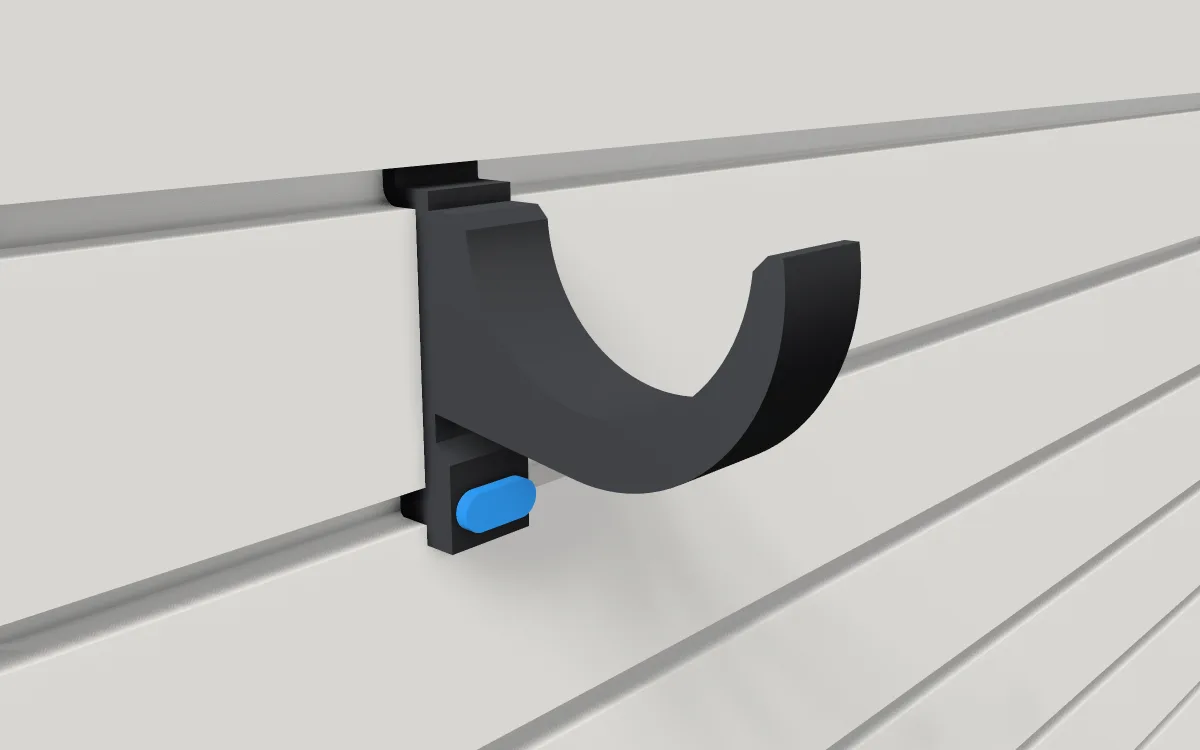 Trash-bag roll holder · Small bin liners (4-8 gal) on a slatwall, 3D render