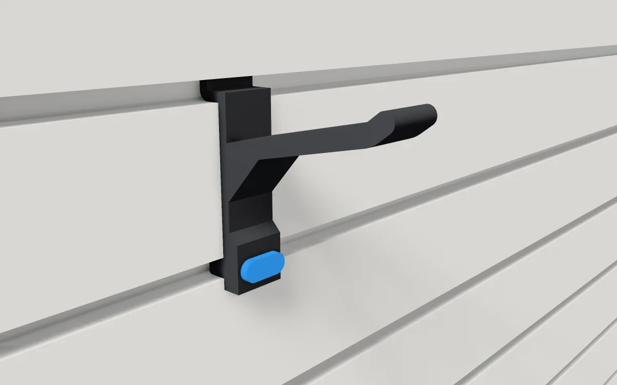 Peg hook · 70 mm peg on a slatwall, 3D render